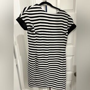 Black/white striped lightly fitted dress